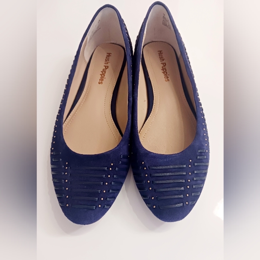 Hush Puppies  Blue Suede Flats. NWOT. Size 7
